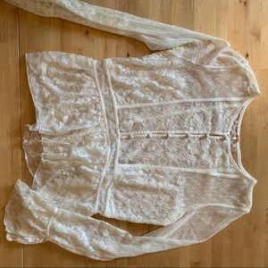 Free People cream lace blouse